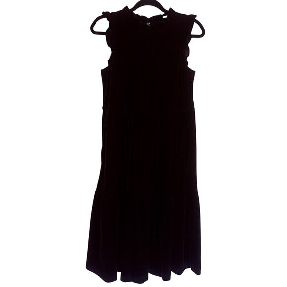 J. Crew Factory Dresses & Skirts - J. Crew Factory Dress Womens Size 2 Black Velour Tiered Flowy Vanilla Girl